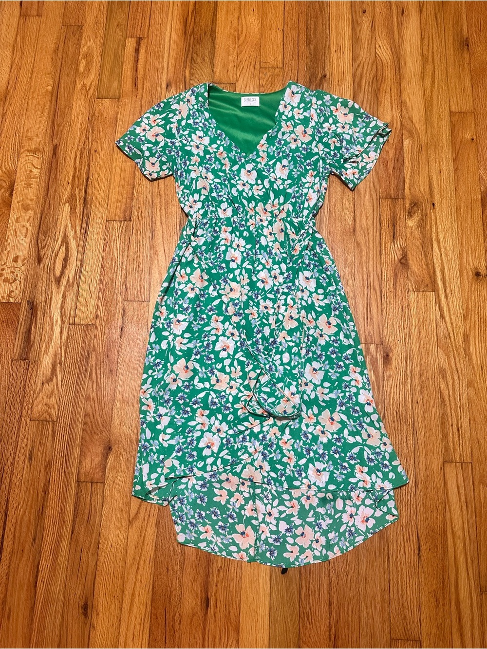 Sienna Sky Green Floral High-Low Wrap Dress size small